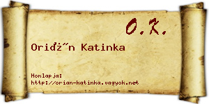 Orián Katinka névjegykártya